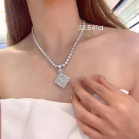 Necklace Pendant Total 32.541ct D Color White Moissanite Pass Diamond Test for Women Elegant Necklace