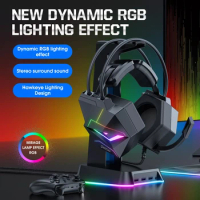 ECHOME Dynamic RGB Gaming Headset with Mic Over-Ear Headphones 7.1 Surround Sound Lightweight Wired Earphone Gamer for PC Laptop