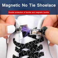 1Set Magnetic Reflective Shoelaces Flat Elastic Shoe Laces No Tie Shoelace Lazy Laces Safety Quick Lock Black Shoes Lace Strings