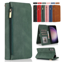 Flip Cover Leather Zip Pocket Vertical Bracket Wallet Phone Case For Samsung Galaxy A40 A31 A32 M32 A22 M22 A11 A22S A21 A21S 5G