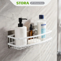 Stora Rak Dinding Kamar Mandi 1 Tingkat - Putih Rak Toilet Rak Kamar Mandi Ambalan Mandi Wall Shelf 