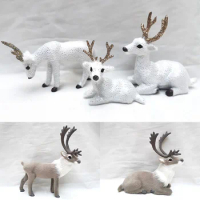 Simulation Small Deer Ornament Animal Reindeer Figurine Miniature Home Garden Table Decoration Craft Party