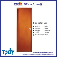 Pintu Kamar Mandi Pvc Bukaan Kiri/ Kanan 70X195 Cm Premium Urat Kayu Tidy - Proteksi Ganda Extra Bub
