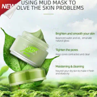 Green Matcha Face Mud Mask Deep Cleansing Clay Mask Moisturizing Acne Removing Refreshing Oil Control Hydrating Mask Skin Care