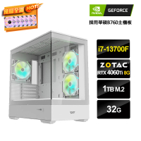 【NVIDIA】i7十六核GeForce RTX 4060Ti{AI演算-B}電競電腦(i7-13700F/華碩B760/32G/1TB_M.2)