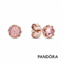 【Pandora官方直營】粉紅璀璨皇冠針式耳環-絕版品