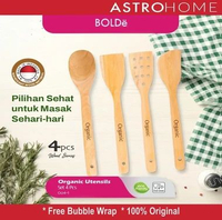 Set Peralatan Masak BOLDe Organic Utensils 4 Pcs Kayu Mahoni Spatula Sutil Sendok Masak - Eco-Friend
