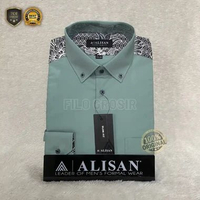 Kemeja Alisan Lengan Panjang Slimfit Pundak Motif SAGE M