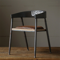 拉奧孔 美式鐵藝實木餐椅辦公椅復古電腦靠背餐椅休閑咖啡廳椅