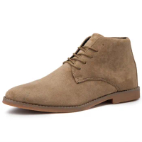 Casual Men Chukka Boots Lace-up High Tops Shoes Suede Walking Shoes