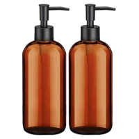 Amber Soap Dispenser With Pump, (2 Pack,16 Oz), Soap Dispenser Bathroom, Hand Soap Dispenser Dish Soap Dispenser