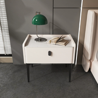 床頭櫃 簡約現代輕奢岩板實木皮質北歐意式極簡網紅小型單層收納櫃