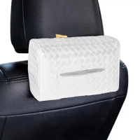 Universal PU Leather Car Tissue Box Cover Sun Visor Chair Back Hanging Type Car Tissue Box Armrest Box Towel Tissue Storage Case