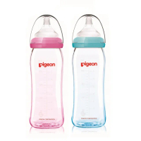 【Pigeon貝親 官方直營】矽膠護層寬口母乳實感玻璃奶瓶240ml(2色)