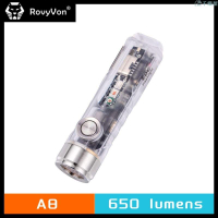 Rovyvon A8 650LM 可充電手電筒冷白帶紅白365nm 側燈磁性口袋夾和尾座