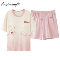 Summer Pajama for Women Plus Size M-5XL Cute Rabbit Pint Cotton Pajama Causal Pink Pijamas Woman Sleepwear Girl Pyjamas