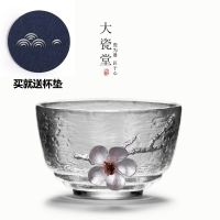 日式初雪玻璃茶杯子錘紋品茗杯主人杯小酒杯單個茶碗功夫茶具茶盞