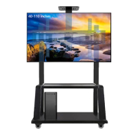 40-110 inch movable TV stand conference all-in-one machine, floor mounted wheeled trolley with tray, load-bearing range of 300kg