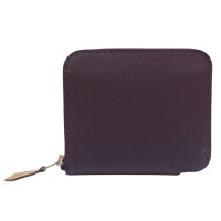 【二手名牌BRAND OFF】HERMES 愛馬仕 紫色 Epsom牛皮 絲巾 拉鍊 短夾 D刻