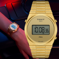 TISSOT天梭 官方授權 PRX Digital 數位石英腕錶-金 禮物推薦 畢業禮物 40mm / T1374633302000