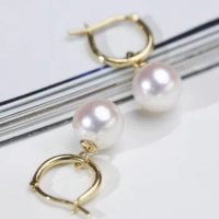 12mm Tahitian white South Sea Shell Pearl Earring 18k gold Aurora Earlobe Fashion Irregular Beautiful jewelry Flawless