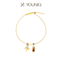 YOUNIQ Destiny January Birthstone Rectagular 18K Gold Titanium Bracelet Necklace Customise Charm Bra