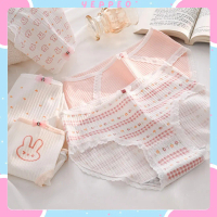 (YF) CD2149 CD Celana Dalam Pendek Cewek Remaja Katun Renda Pita Wanita Rabbit Head Pink Putih Menye