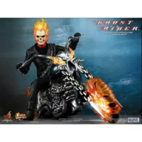 Original Hottoys MMS133 Ghost Rider 1.0 Nicolas Cage Flame motorcycle Anime Action Figures Toys Gift Model Collection Collector