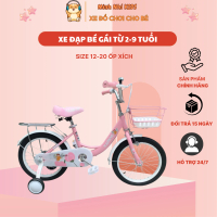 Xe đạp XAMING cho bé gái size từ 3 đến 10 tuổi, có ốp xích, giỏ đồ và gác baga