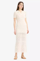 DeFacto Polo Neck Short Sleeve Openwork Maxi Dress E8859Ax25Sp