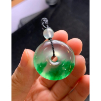 Burma Jadeite Semula Jadi Loket Batu Giok Spesies Ais Tinggi Bunga Terapung Kalung Lelaki dan Wanita