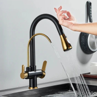 Touch Sensor kitchen faucet Purified water tap Pull Out Mixer 2 Way Sprayer 360 Rotation Hot&amp;Cold Crane