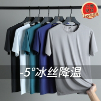【臺灣現貨】L-8XL大尺碼速乾圓領短袖排汗衫男 涼感衣 排汗衣 冰絲速乾衣 涼感T恤 男生短袖 圓領短袖 速乾衣男