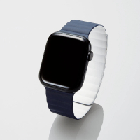 【ELECOM】apple watch49/45/44/42磁吸矽錶帶(深藍)