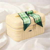 全城熱賣 - 16寸密碼鎖收納箱帶鎖的小盒子手提儲物盒宿舍化妝品小箱子行李箱杏鵝黃16寸【升級版帶鎖-帶絲帶】