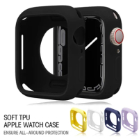 Soft Silicone Case for Apple Watch Cover 45mm 41mm 44mm 40mm 42mm 38mm Screen Bumper Protection shell Iwatch Series 8 7 6 Se 5 3