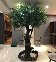 貓樹 仿真榕樹 大型 假樹 金榕 發財樹造型植物客廳室內裝飾定做