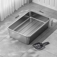 不鏽鋼貓砂盆松木貓砂過濾漏砂盆雙盆開放式貓廁所寵物用品