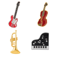 Beating Notes Enamel Lapel Pin Violin Piano Collecting Instrument Badge Vintage Brooch Metal Backpack Hat Favorites Jewelry Gift
