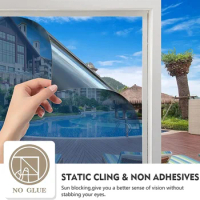 New One Way Window Film, Mirror Effect Tint Glass Covering for Home Office,Reflective Heat Control Anti UV Glass Door Sticker