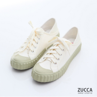 ZUCCA-雙色綁帶繩帆布休閒鞋-白-z6906we
