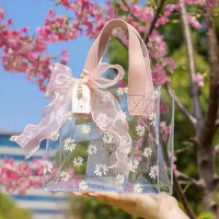 Clear Transparent Daisy Gift Bag Wedding Favors PVC Gift Tote Bags Handbag Candy Box Daisy Packaging Bag Party Supplies