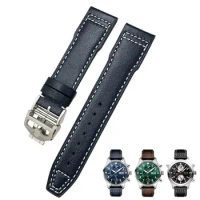 PCAVO 21mm 20mm Cowhide Leather Watchband Fit for IWC Pilot's Watches Portugieser Bracelets Blue Watch Strap Accessories Men