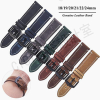 啞光真皮錶帶 18mm 19mm 20mm 21mm 22mm 24mm 復古快拆手錶手鍊替換腕帶運動錶帶【亞德機械五金家居】