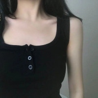 Chic Basic Button-Up Sleeveless Vest Women's Summer Vintage Outerwear Cotton Ribbed Top Fashionable 