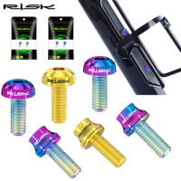 RISK M5x12 Bicycle Water Bottle Cage Fixing Bolts Titanium Road Mountain Bike Water Holder Screws Air Pump Holder Fixed Screws