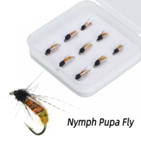Bimoo 9PCS/Box #10~#14 Partridge Soft Hackle Nymph Pupa Fly Fast Sinking Brown Wet Flies Trout Bass Panfish Fishing Lures Bait