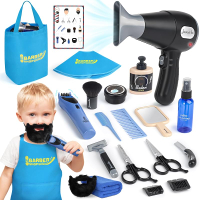 Barber Shop Pretend Play Toy Kids Hair Salon Toys Kids Shaving Kit for Boys Ages 3+ with Blow Dryer 