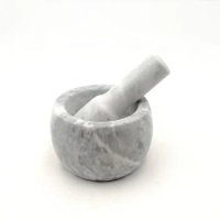 Wholesale 100pcs Customized Natural Stone Design White Marble Mortar And Pestle Set For Kitchenware