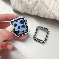 Leopard Print With Tempered Glass Screen Protector For Apple Watch 45mm 41mm 44mm 42mm 40/34mm For Watch Series 8 7 SE 6 5 Cover